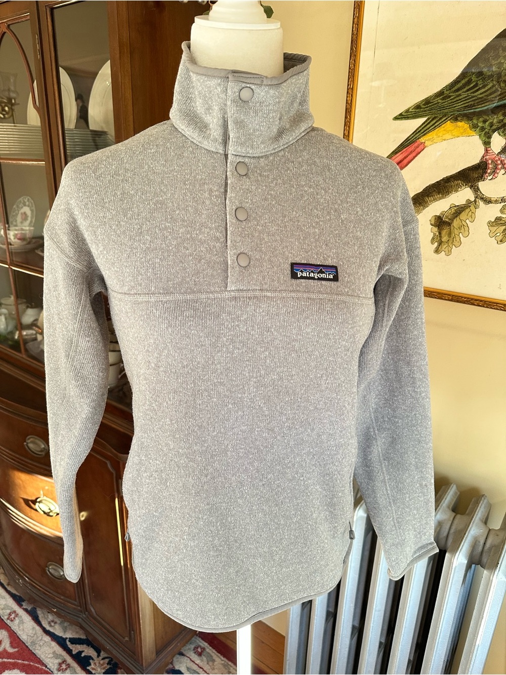 Patagonia Lightweight Better Sweater Marsupial Snap Fleece Pullover Sz S Grey